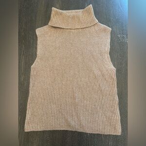 RACHEL ZOE TAN TURTLE NECK KNIT TANK TOP - Size Small SKU:393